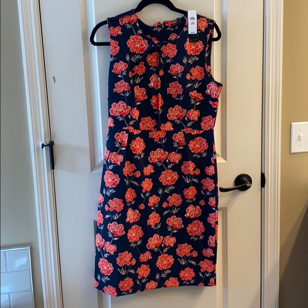 NWTs Banana Republic Flowered Dress Navy SZ12p